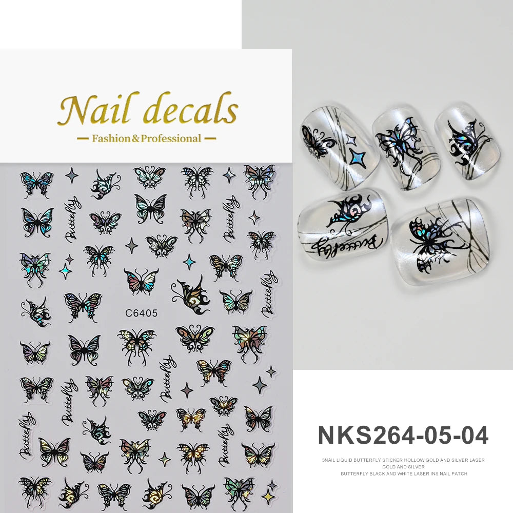 MAFANAILS NLS 3D Holografisch Schmetterling - 1St Schwarz
