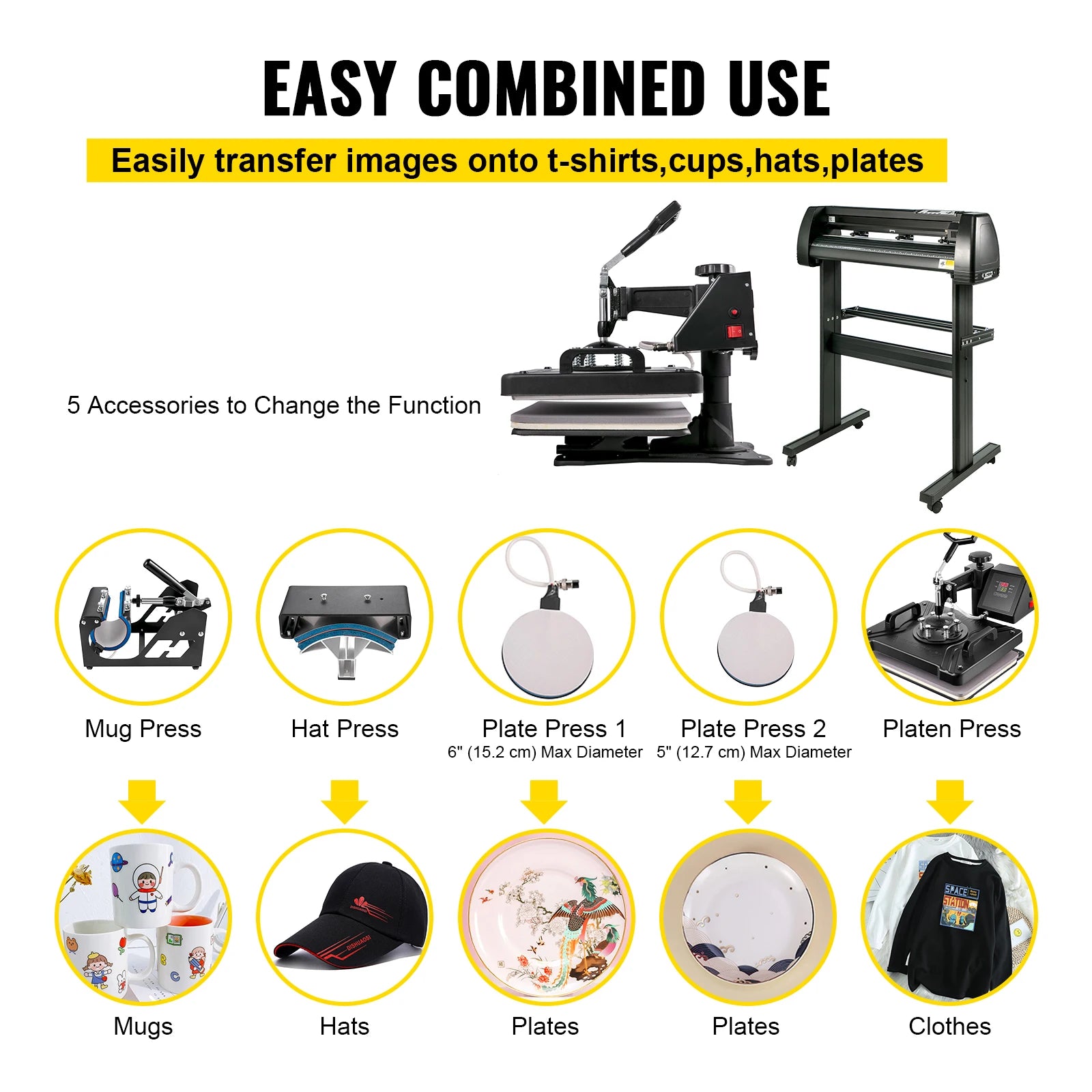 VEVOR Transferpresse 38x30cm 5 in 1 - Größe 38x30 cm, Leistung 1250 W by Golden Bridge Store