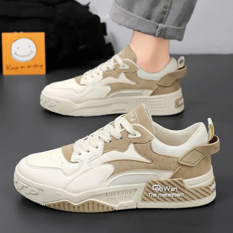 Men's Sneakers Men's Comfortable Platform Shoes 2024 Trend Lace-up Vulcanized Shoes White Casual Sneakers Zapatillas