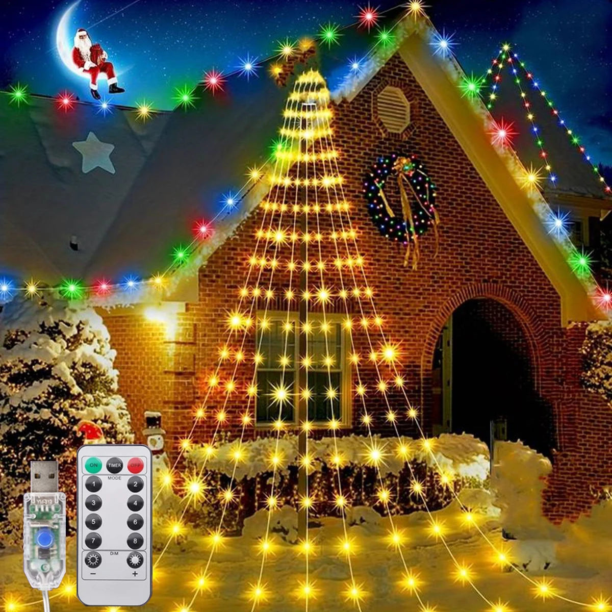 Peach Forest Waterfall Tree Fairy Light Wasserfall - 180LED USB 8 Modi