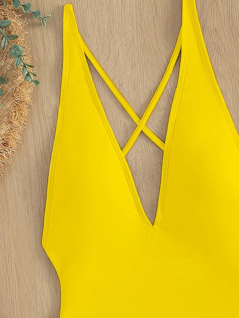 Badeanzug 2025: TOKITIND Solid Lace Up Badeanzug Damen Sexy Swimsuit Swimwear - Push Up Damen Bathing Suit Beachwear Female Bodysuit