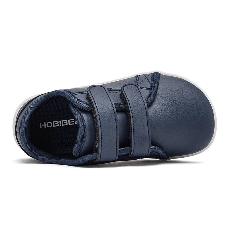HOBIBEAR Kinder Barfuß Schuhe 2025 - Klein/Groß/Kind Weite Zehen Minimalistische Sneaker - Leichtgewicht Klettverschluss Kunstleder Schuhe