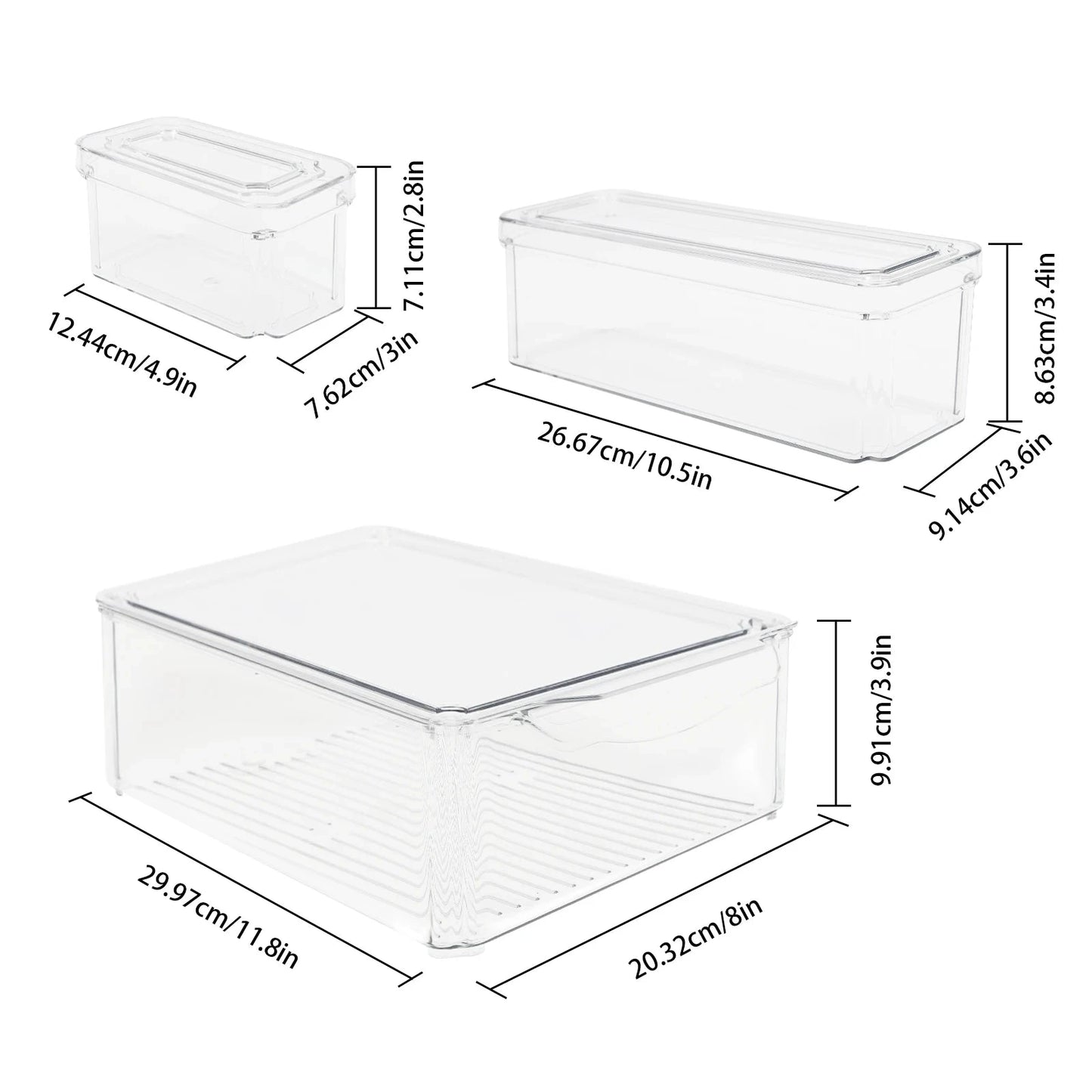 7-teilige Kühlschrank-Organizer, stapelbare Aufbewahrungsbehälter mit Deckel, durchsichtige Kunststoff-Aufbewahrungsbehälter, für Obst, Gemüse, Gefrierschrank