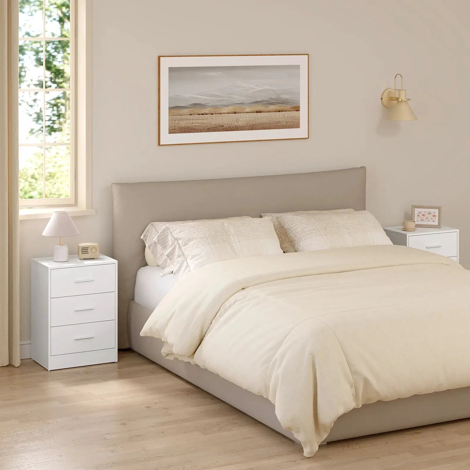 WOLTU 2 Teile/satz Nachttisch Nachttisch 39x54x28cm Beistelltisch mit 3 Schubladen Moderner Aufbewahrungsschrank für Schlafzimmer Wohnzimmer by Golden Bridge Store