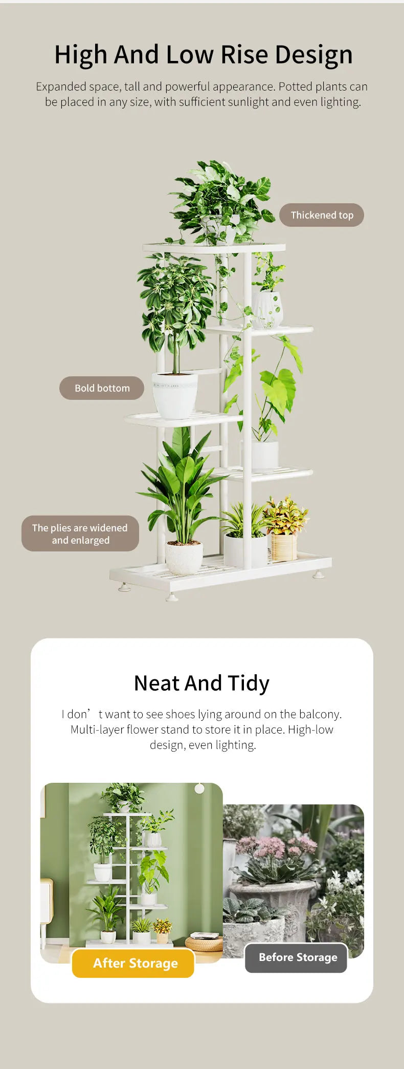 MTShining Pflanzenregal 8 Ebenen Metall Innen Und Außen