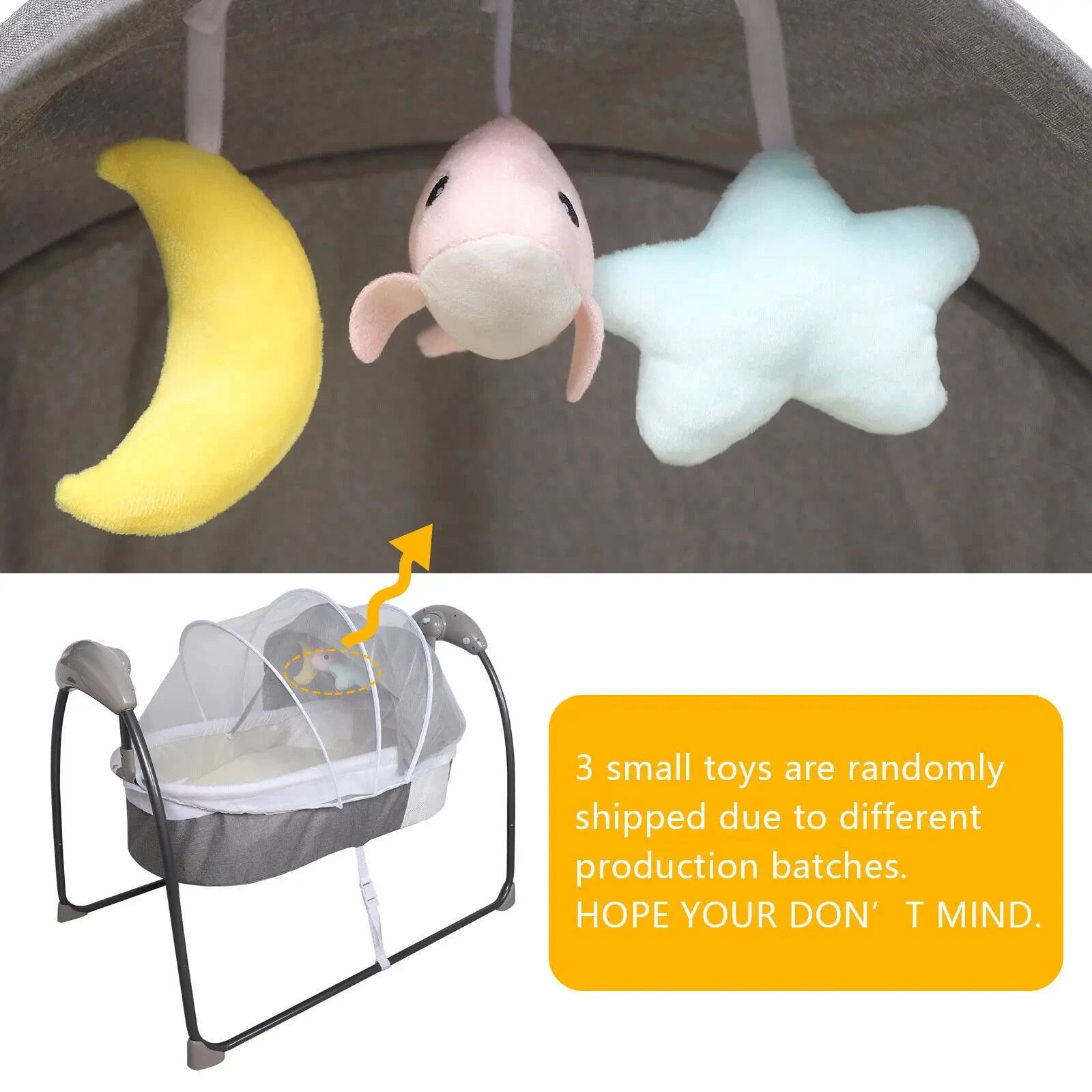 Bequemes 3-in-1-Baby-Elektro-Schüttelbett mit Fernbedienung, Musik und Moskitonetz, sichere Schlaflösung für Kleinkinder von 0–12 Monaten by Golden Bridge Store
