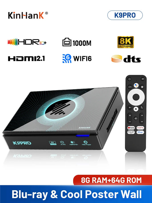 Kinhank K9PRO Android TV 12.0 8K@60FPS - WiFi6 HDR10+