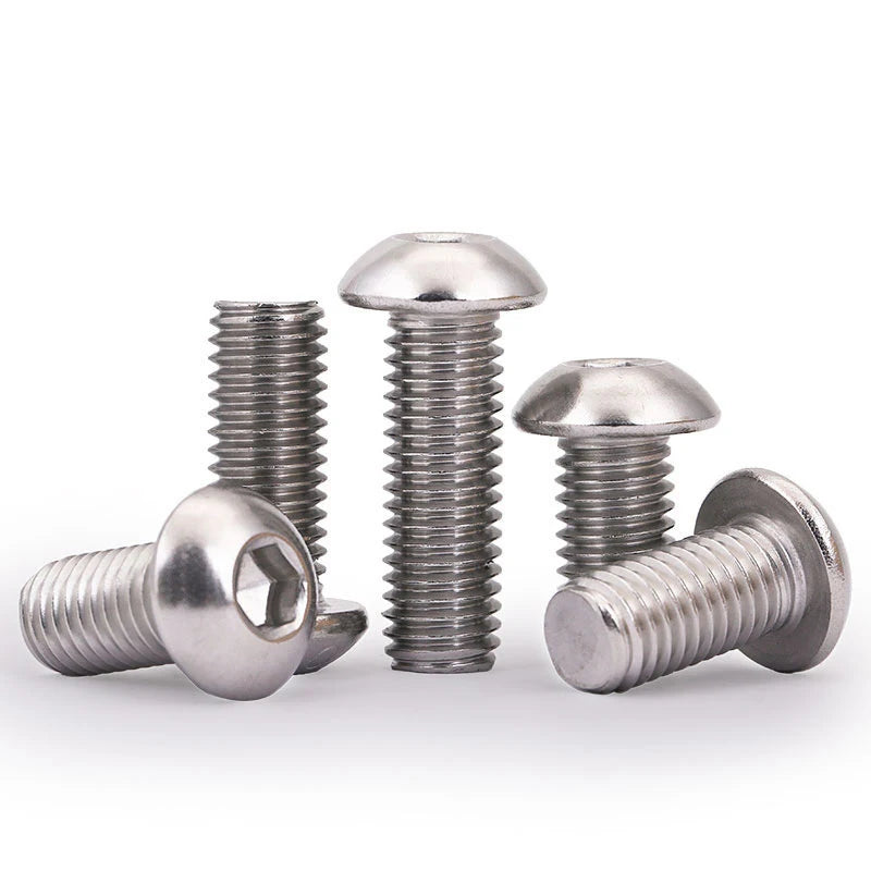 M2 M2.5 M3 M4 M5 M6 M8 M10 A2-70 304 Stainless SteelHexagon Hex Socket Head Button Allen Bolt Screw L=3 to 100mm ISO7380