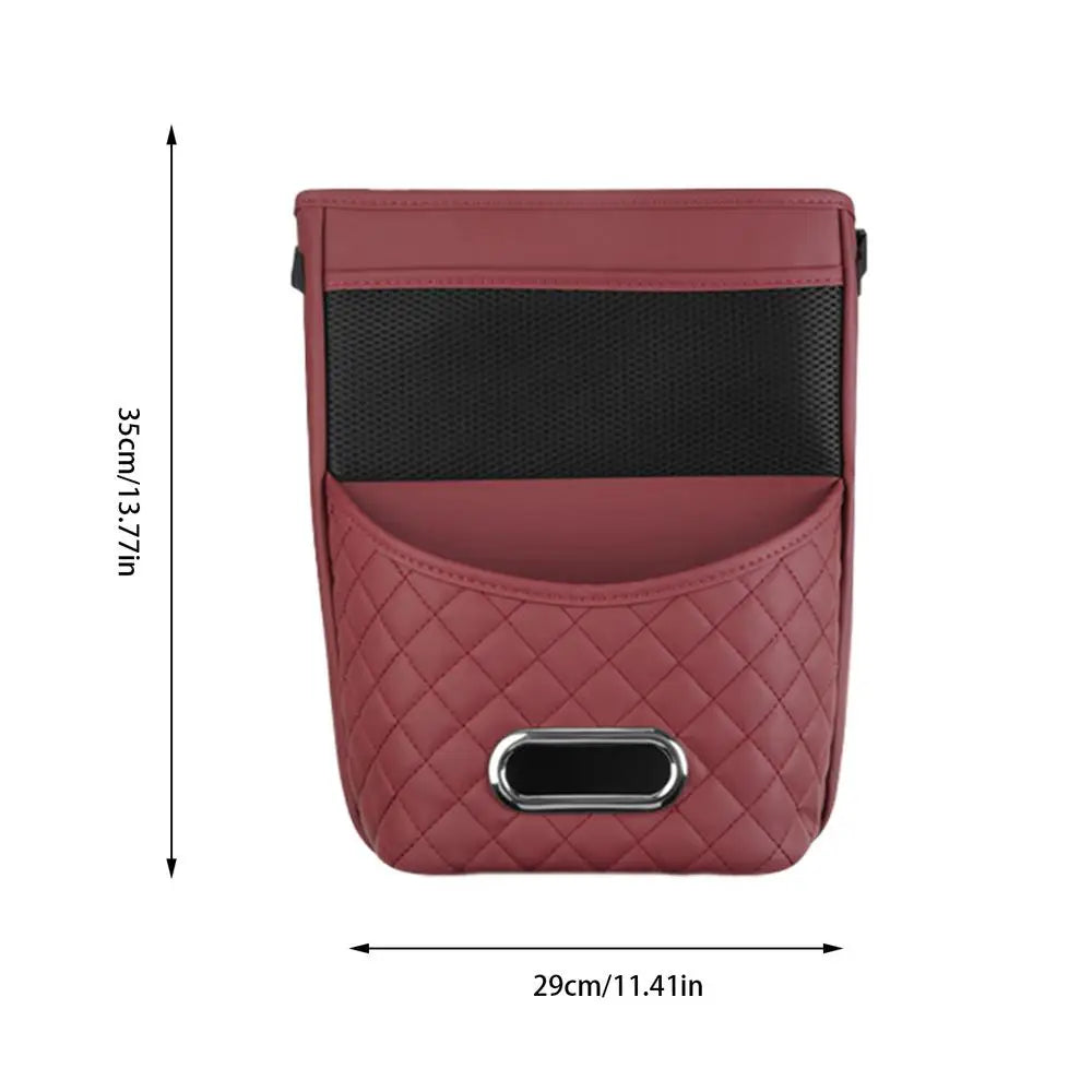 Car Seat Storage Organizer Multi-Pocket Front Seat Storage Portable Hung PU Leather Car Storage Bag For Cars Trucks SUVs