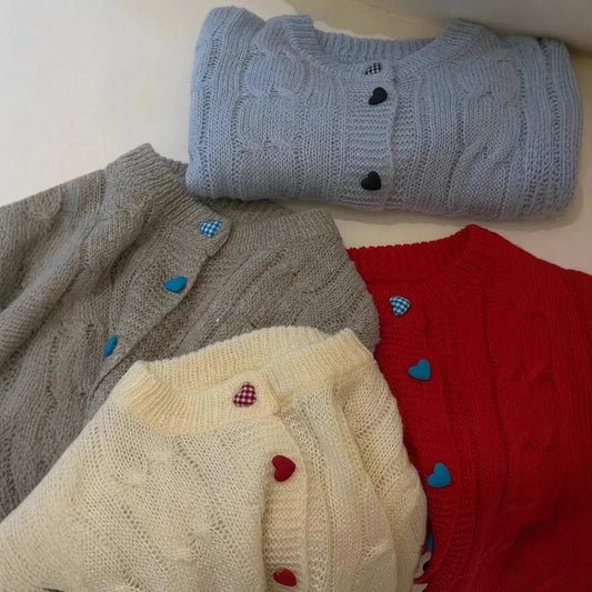 Luna Kids Liebe Knopf Strickjacke - dünn Unisex 3-12J