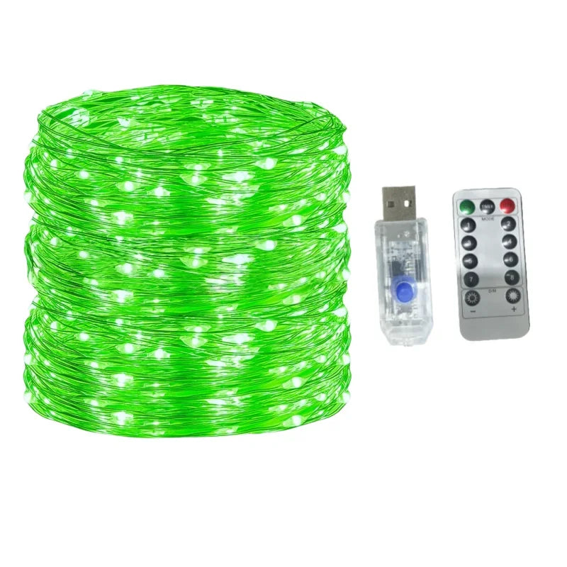 OKAL RED EAST Wasserdichte LED Kupferdraht - Länge 5-30 m, USB, 8 Modi