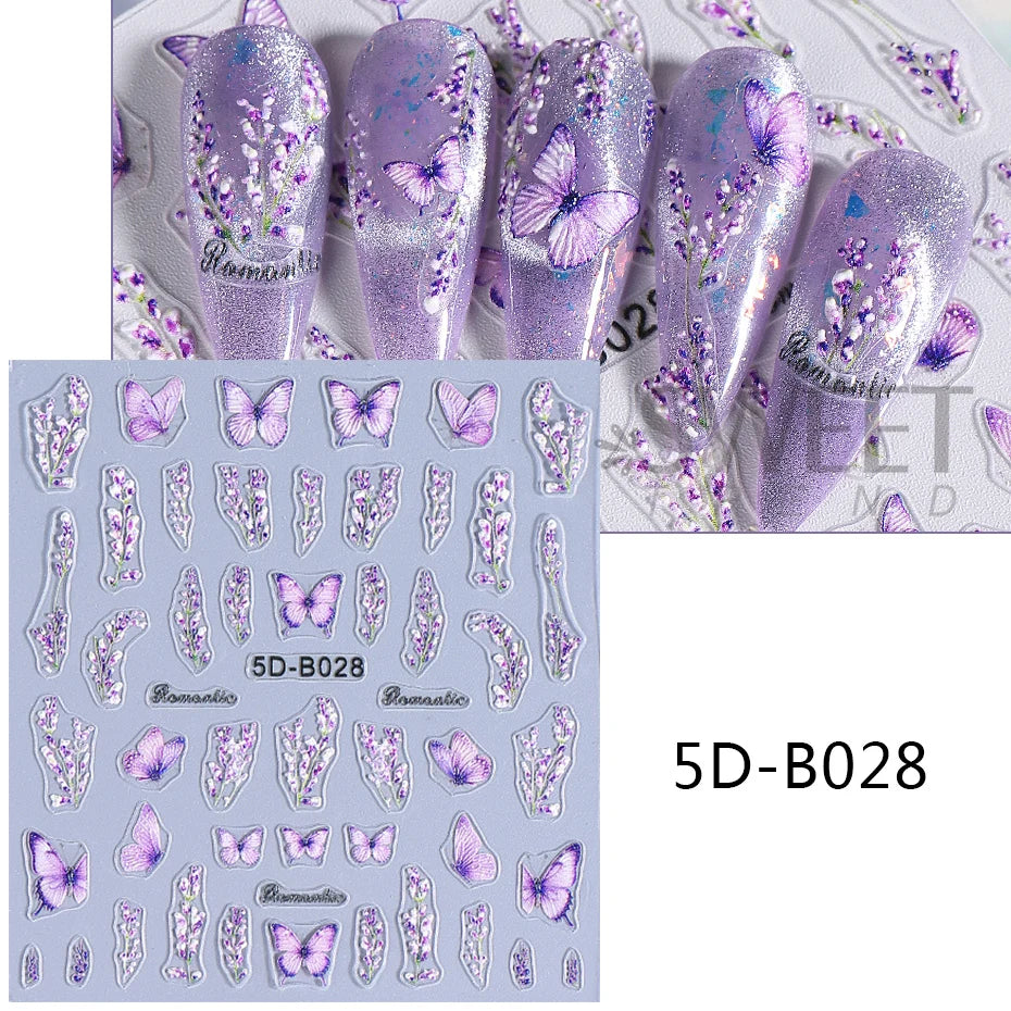 SWEET TREND 5D Relief Nagelsticker - Texturiert 24 Stück
