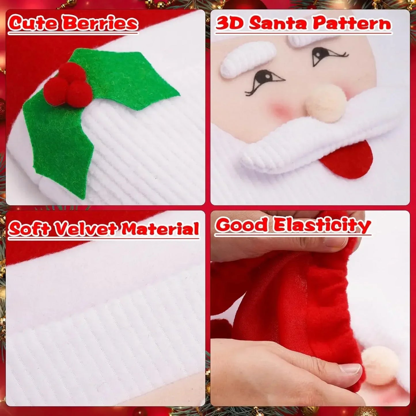1-5Sets Christmas Toilet Seat Cover Santa Claus Bathroom Decor Set with Toilet Lid Mat and Tank Cover for Holiday Home Decor