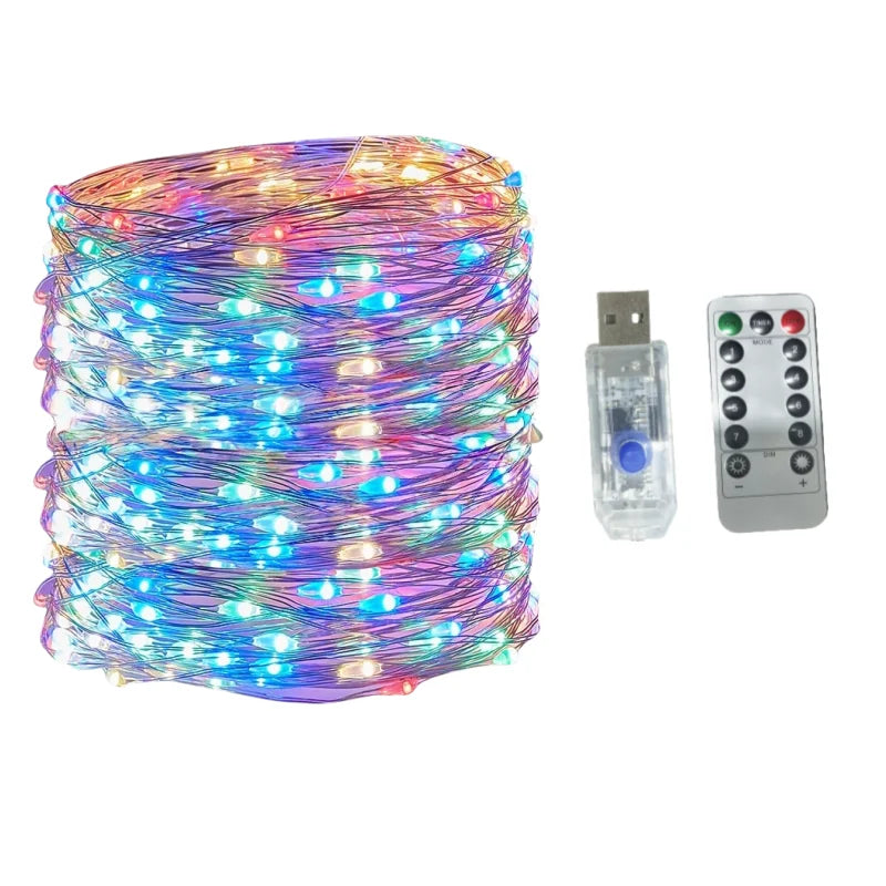 OKAL RED EAST Wasserdichte LED Kupferdraht - Länge 5-30 m, USB, 8 Modi