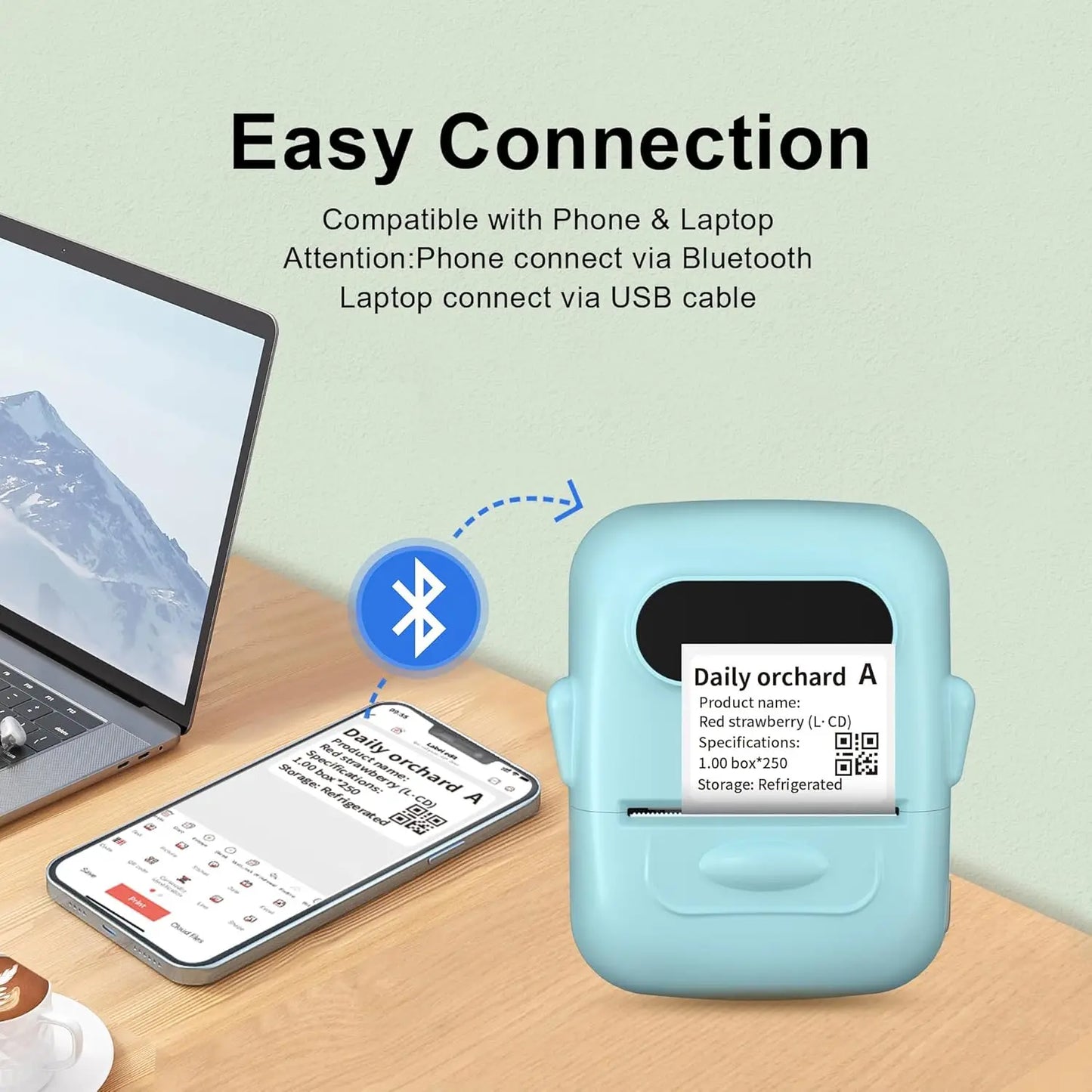 MARKLife P50 Bluetooth Etikettendrucker - Thermischer Mini Drucker für Barcode & Preisschilder