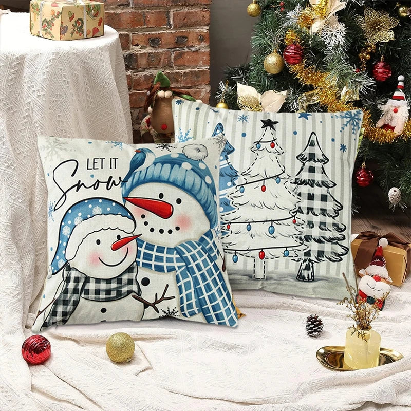4pcs Christmas Cushion Cover Pillowcase Merry Christmas Decoration Linen Pillow Cases Home 2025 Xmas Gifts Pillow Covers 2026