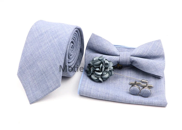 Neues Design 27-farbiger Männer-Accessories-Set: Klassische Baumwoll-Taschentuch, Manschettenknöpfe, Fliege für Hochzeit, Party, Geschenke