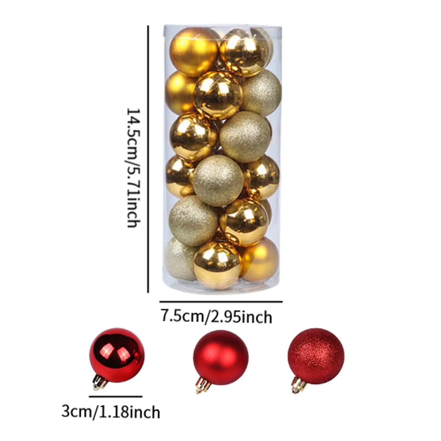 Choice Christbaumkugeln Mehrgrößen Set - 24 Stück, Größen 3/4 cm und 6/8 cm