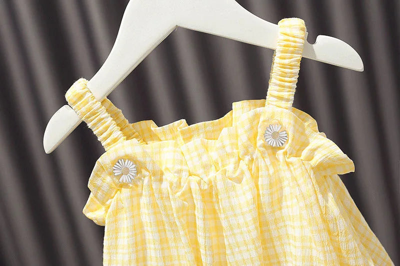 Girls Outfit Set 2022 Summer Clothing Sets Hollow Lace Suit Baby Casual Sleeveless T-shirt+Shorts Kids Clothes Sets Baby Clothes