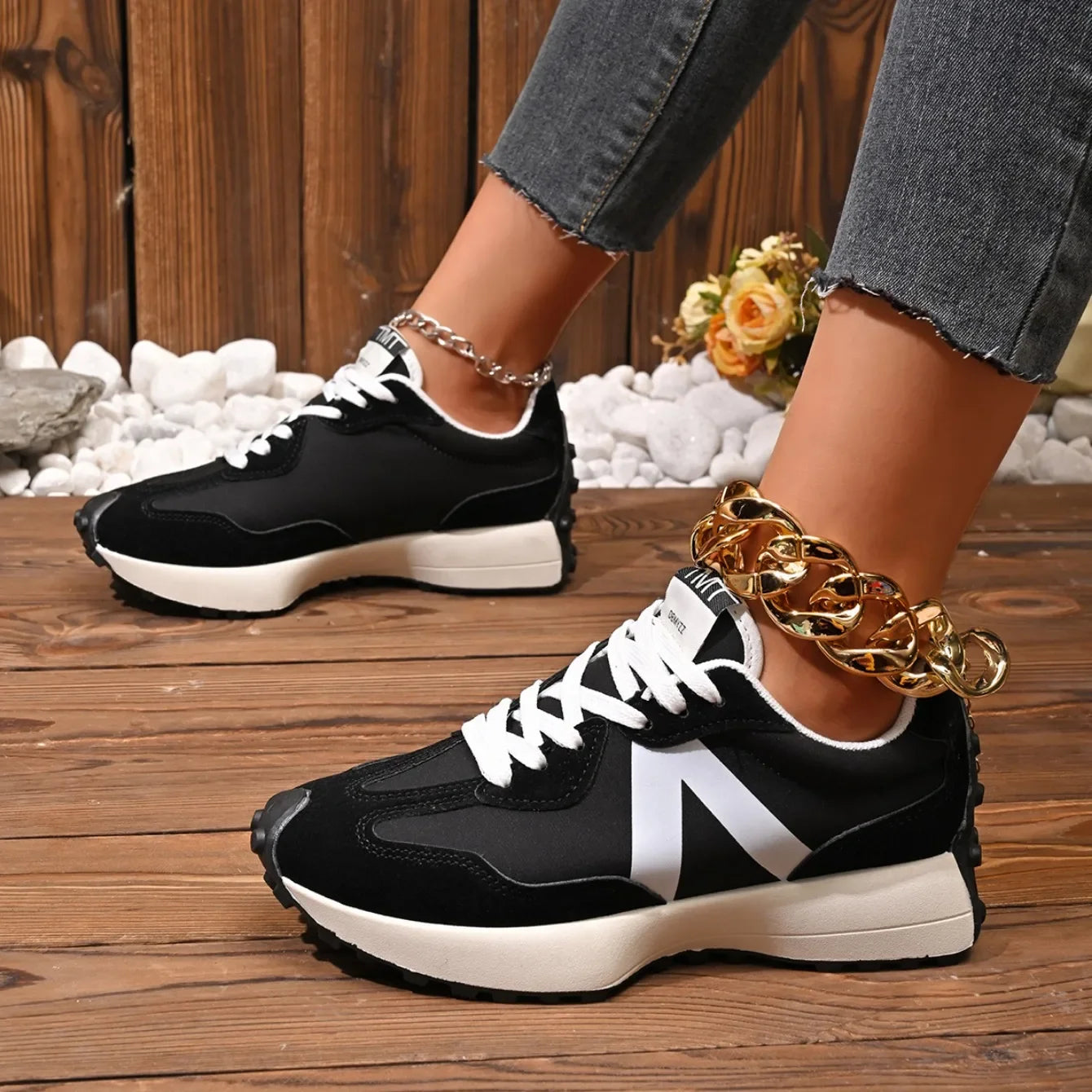 Meilecheng Damen Sneakers Bequem - Rutschfest PU Innensohle