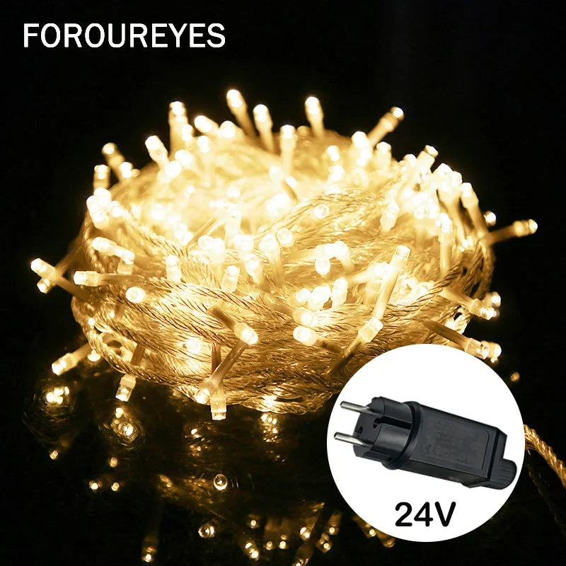 Foroureyes LED Lichterkette Wasserdicht 24V - Länge 100m, >200 LEDs