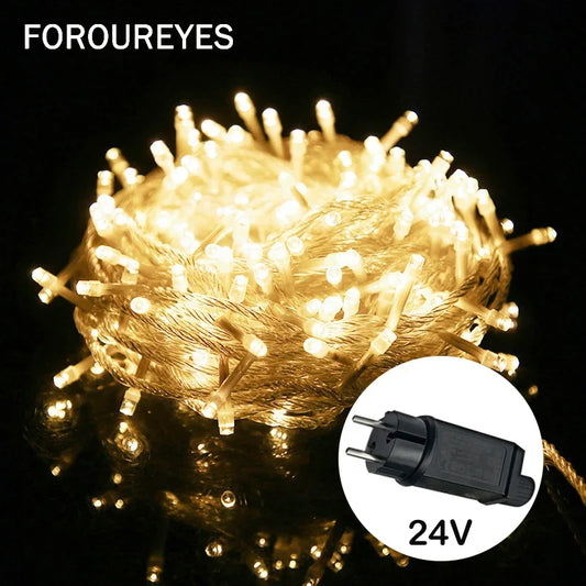 Foroureyes LED Lichterkette Wasserdicht 24V - Länge 100m, >200 LEDs