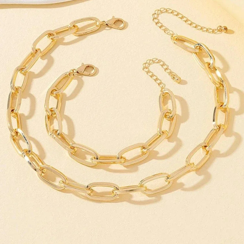ObegaChoice Goldene Link Kette Punk - Kupfer Metall 50cm