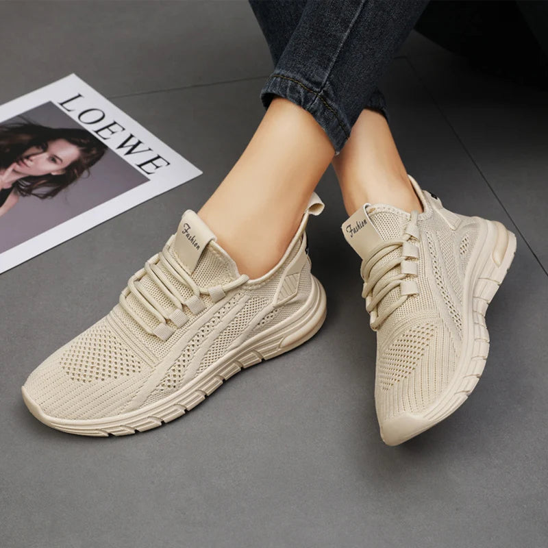 Lucyever L6228 Atmungsaktiv Sneaker - Weiß Mesh Slip On