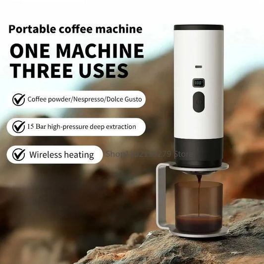 Kaffeemaschine 2025: INSIS FEMME Portable Electric Coffee Maker 3-in-1 - Capsule Coffee Grinder Travel Cordless Heating Car Home Camping Collection