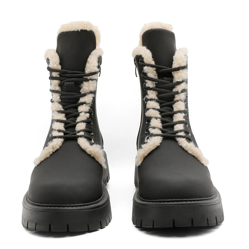 CN Fujian Warme Bequeme Schnürstiefel Leder Veloursleder - Absatz 3-5 cm Innen PU Kurzplüsch