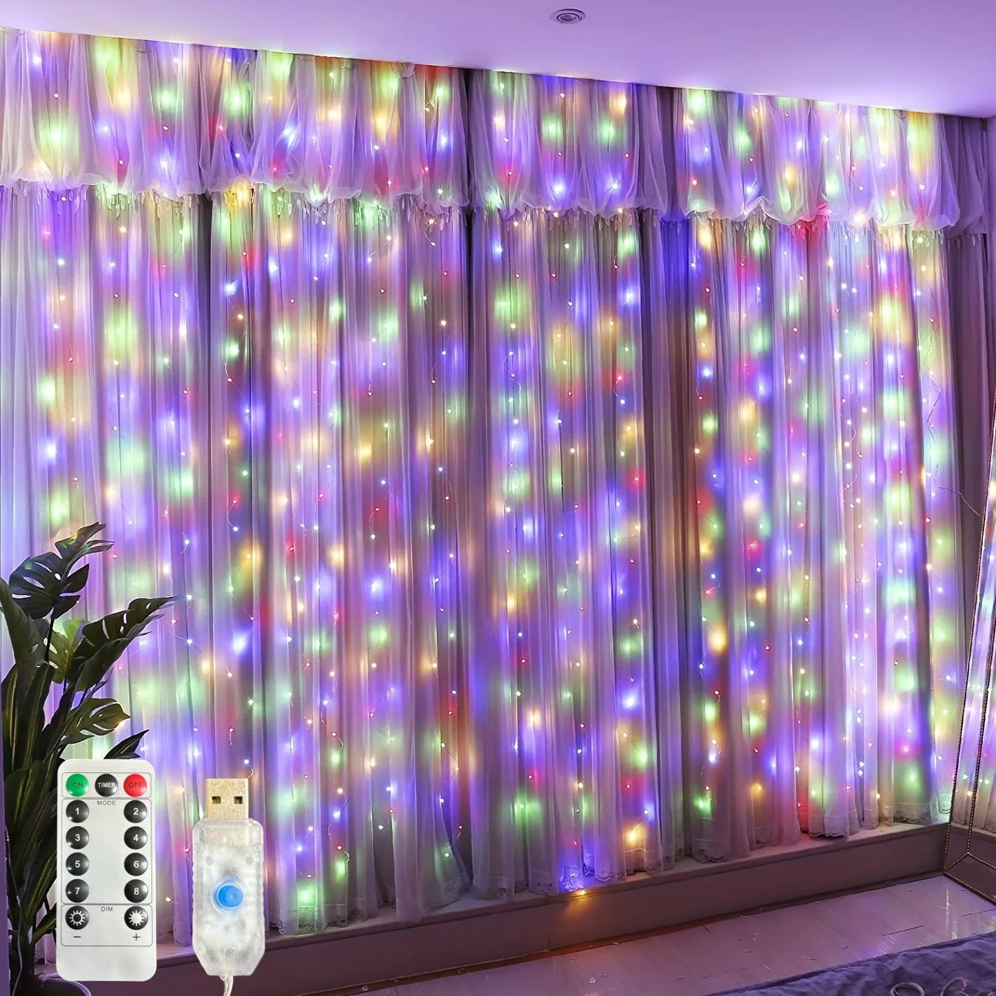 LED Vorhang Lichter USB Betrieben - 100LED 3x1m USB