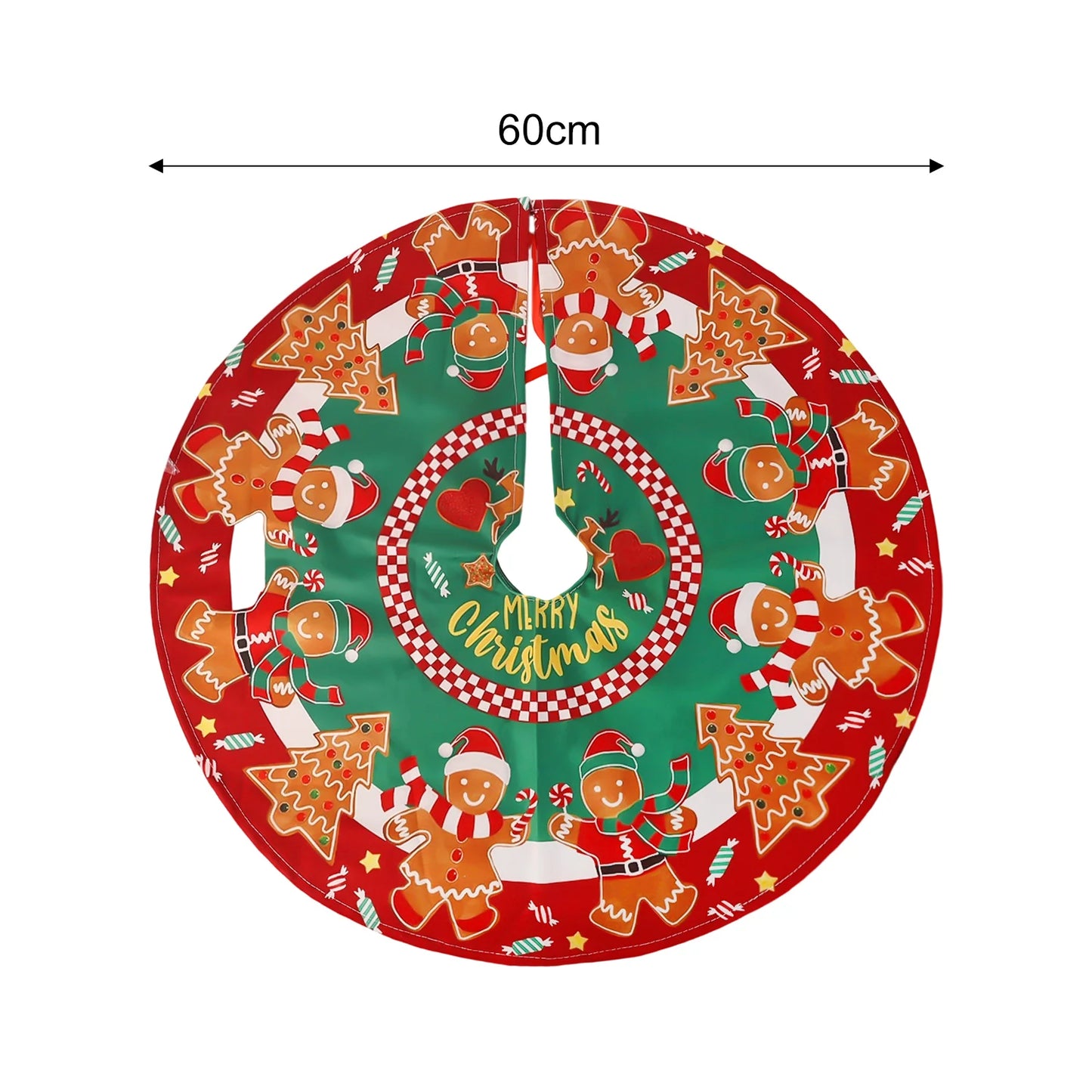 60x60CM Santa Claus Snowman Merry Christmas Tree Skirt Round Xmas Tree Rugs Skirts Household Mats Carpet Home Party Decoration