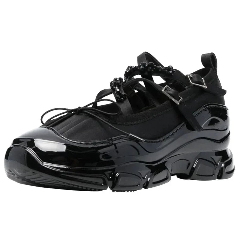 Damen Niedrige Absätze 2025 - Koreanischer Stil Perlenkette Mary Jane Flats - Party Arbeit Casual Bootsschuhe