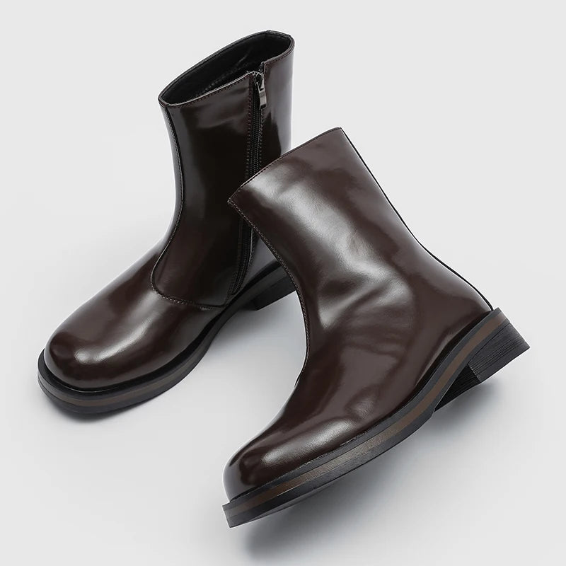 Ghete Chelsea din piele naturală YEISNDOOCN - Pantofi confortabili de zi cu zi, mărimea 42, cu toc plat