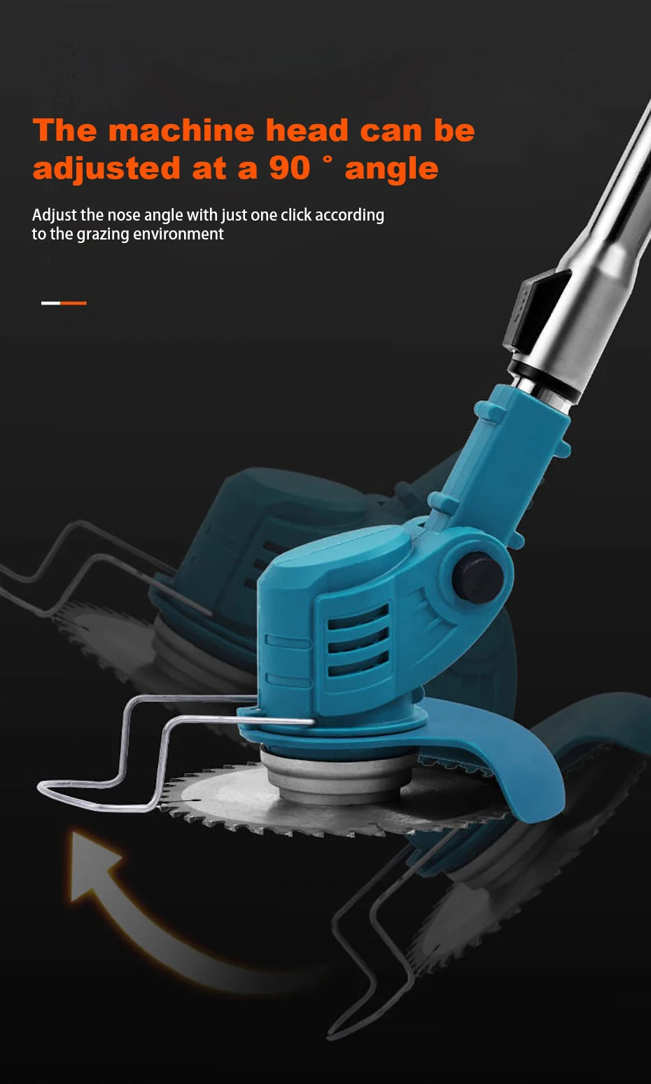 Small Household Cordless Lawn Mower Rechargeable Lawn Mowing Machine Electric Trimmer Garden Tools for Makita (Without battery)