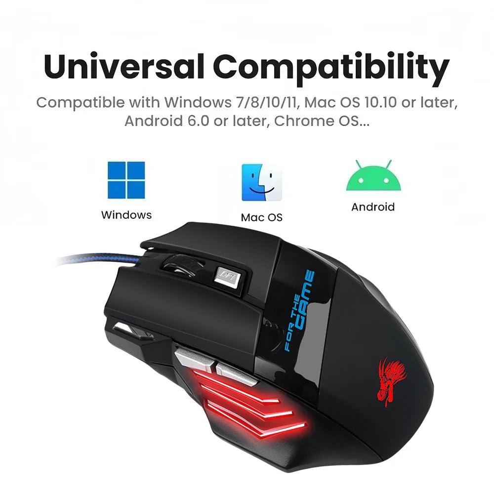Gaming-Maus 2025: 7-Buttons USB-Wired RGB - Optical Ergonomic Collection
