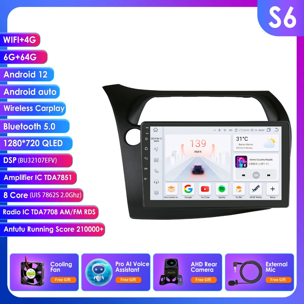 CarPlay Autoradio Multimedia Player für Honda Civic Hatchback