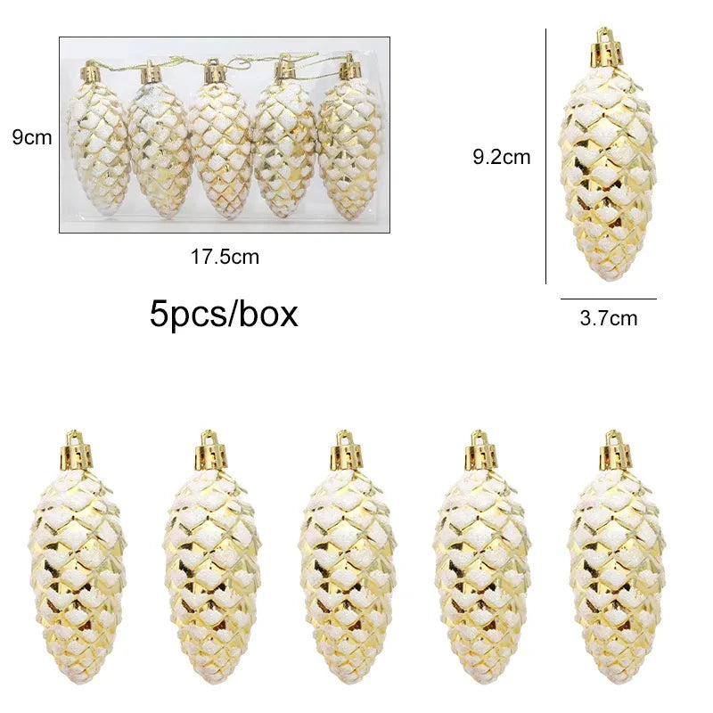 5 stücke Weihnachten Baum Anhänger Gemalt Tannenzapfen Kugeln Hängen Ornament 2024 Neue Jahr Noel Geschenk Navidad Weihnachten Home Dekoration