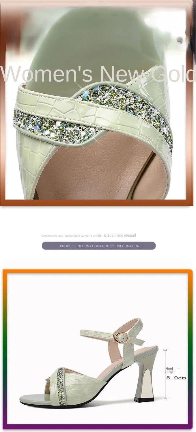 Elegant Sandals Ladies 2023 Shoes for Women Sandals Summer 2023 Peep Toe Dress Bling High Heels Sandals Female Fashion elegant Shoe