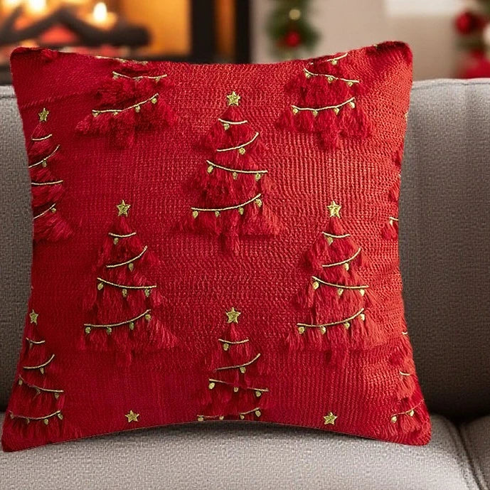 1PCS Christmas retro embroidered pillow case living room sofa cushion Christmas atmosphere home decoration 45x45cm specification