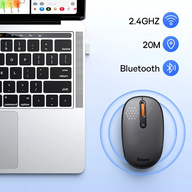 Baseus F01B Wireless Bluetooth 5.0 Maus - 1600 DPI, Silent Click, für MacBook, Tablet, Laptop, PC und Gaming