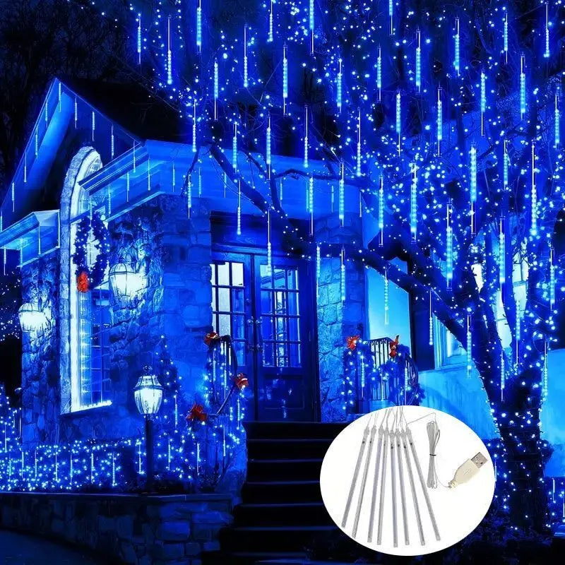 HOUHOM USB Meteor Shower Lichtkette-8 Röhren, USB-Anschluss, 30/50 cm