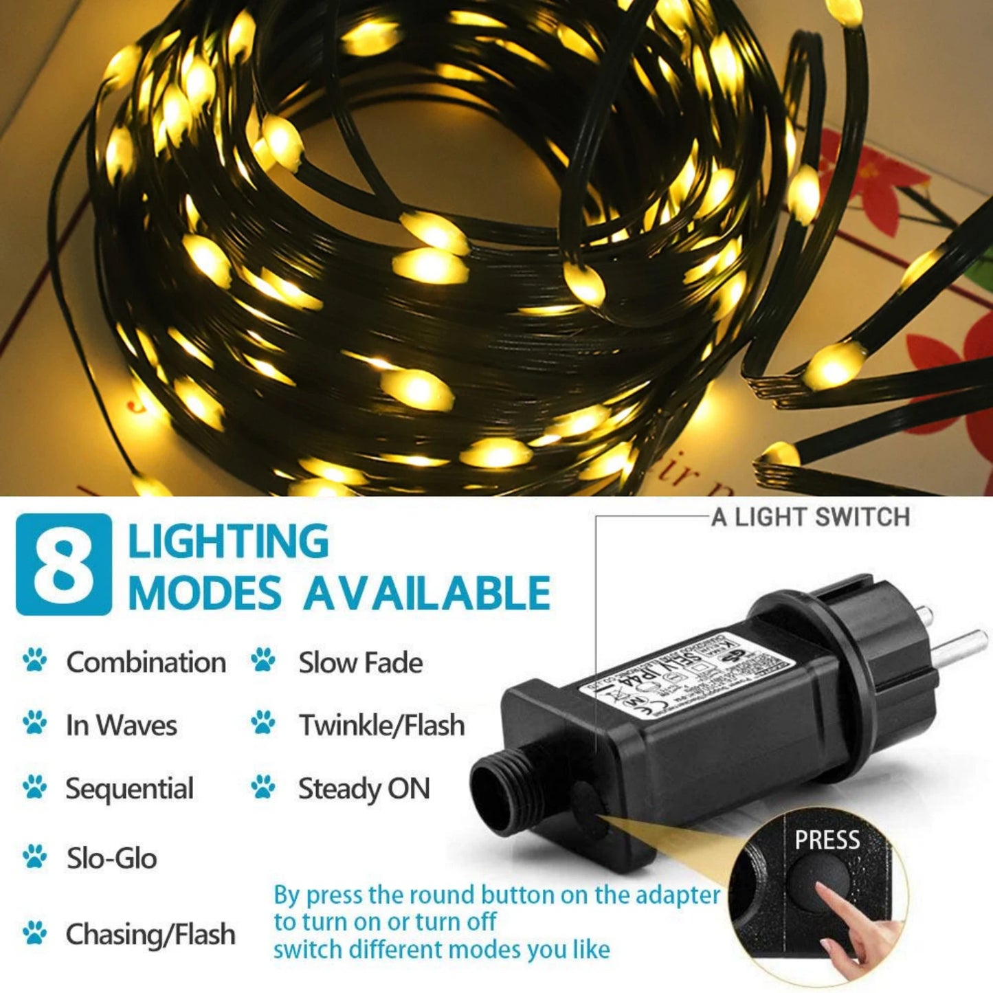 GAHADA Feen-Lichterkette Fernbedienung - 500/1000 LEDs, 50/100 m, 24V