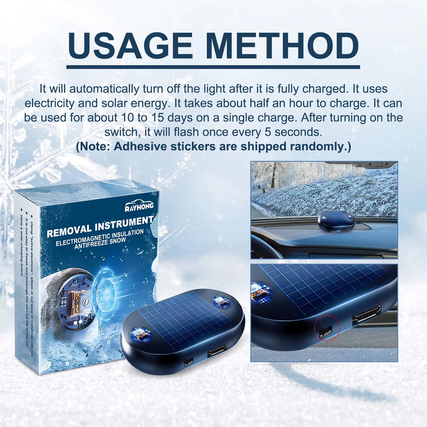 Electromagnetic car snow remover 5-12V car window glass antifreeze snow remover Portable car defroster