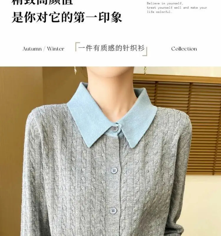 CN Fujian Zweiteiliger Strickcardigan - Größe L Polyester Knopf