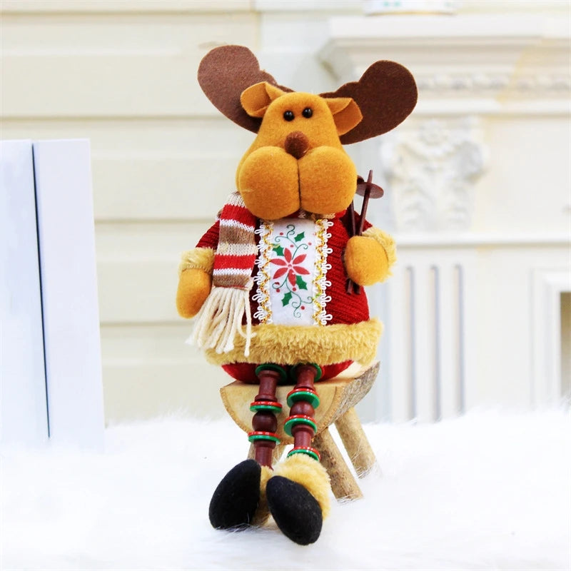 BOUSSACCN Sitzende Weihnachtsfigur - Größe 25 cm, Stoff, Holzperlen