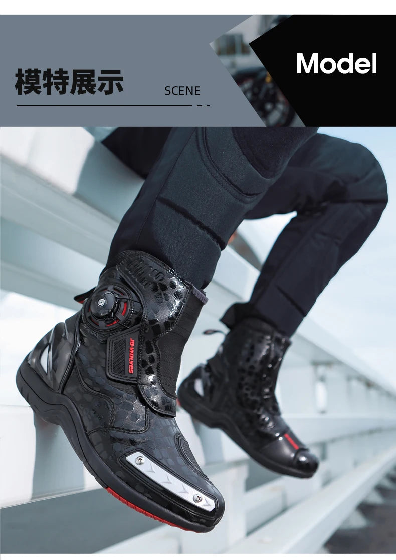 CN Fujian Sturzsicher Motorradstiefel - EU42 PU Obermaterial Gummi Sohle Bequeme Passform