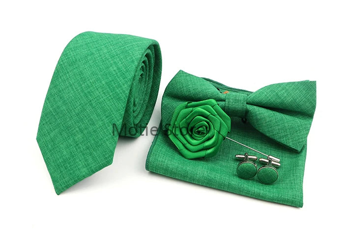 Neues Design 27-farbiger Männer-Accessories-Set: Klassische Baumwoll-Taschentuch, Manschettenknöpfe, Fliege für Hochzeit, Party, Geschenke