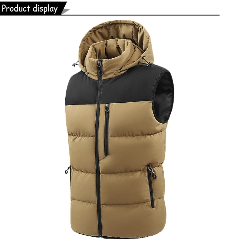 Hots Winddichte Fleece-Weste Abnehmbare Kapuze - Größe M-XL, Reißverschluss, Winddicht