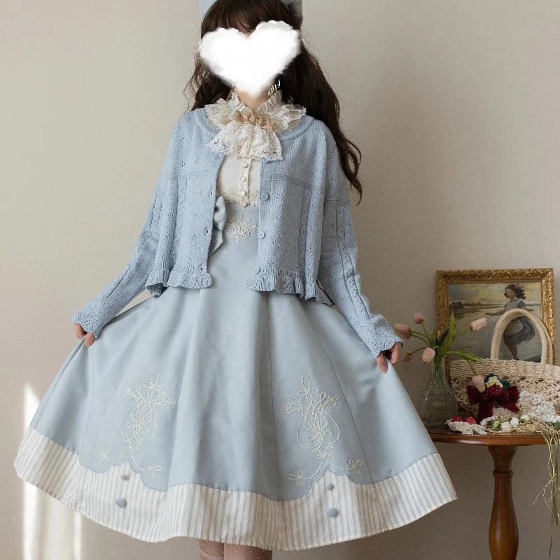 UZSCCN Lolita Cardigan O-Ausschnitt Rüschen - Größe Regular, Strickgewicht Mittel, Regular Fit